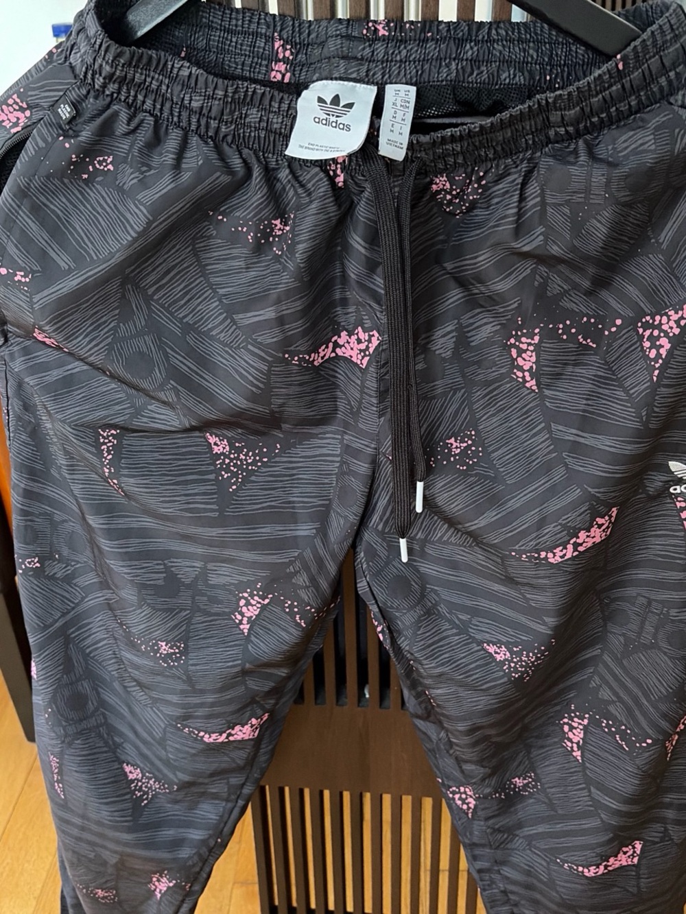 adidas Black Joggers with Pink Abstract Accents